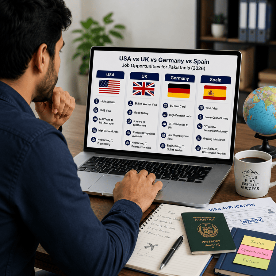 USA, UK, Germany & Spain Jobs for Pakistanis (2026 Guide)